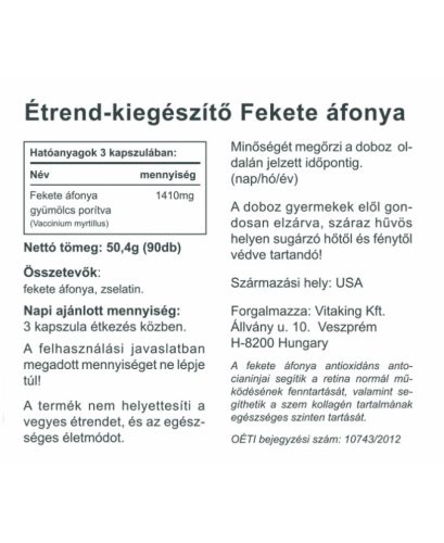 Vitaking Fekete áfonya