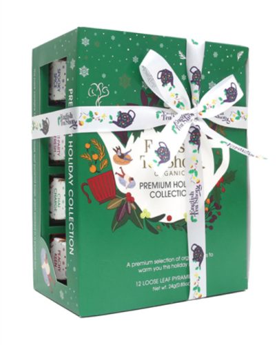 English Tea Shop Karácsonyi zöld hóemberes selyempiramis filteres bio teaválogatás