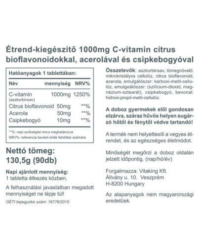 VitaKing C-vitamin 1000mg Bioflavonoiddal 30db