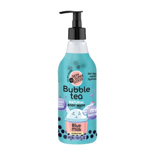 Skin Super Good Bubble Tea „Blue Milk” hidratáló tusfürdő kókusztejjel és maracujával