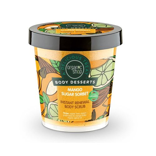 Organic Shop "Mango Sugar"  Bőrmegújító cukros testradír 450ml