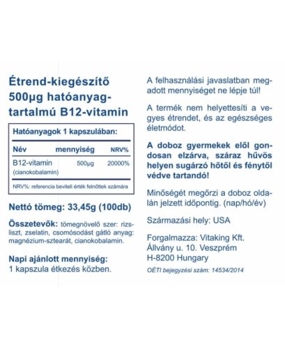 VitaKing B-12 vitamin 1000mcg 