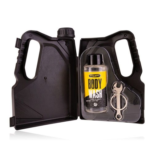 Accentra ajándékcsomag férfiaknak motorolaj dobozban multifunkciós kulcstartóval - Bath and Body Toolkit