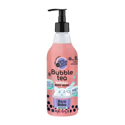Skin Super Good Bubble Tea „Rose Boba” puhító tusfürdő eperrel és hibiszkusszal
