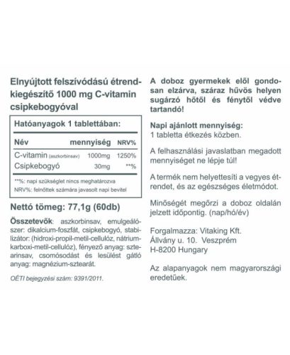 VitaKing C vitamin 1000 mg - nyújtott felszivódás